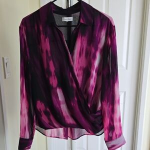 Calvin Klein Women's Vibrant Pink and Purple Blouse
